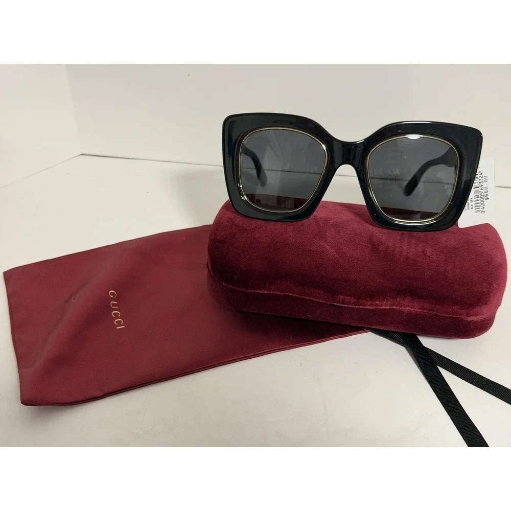 Gucci, Women's Oversized‎ Sunglasses, Black W/Gold, GG1151S
